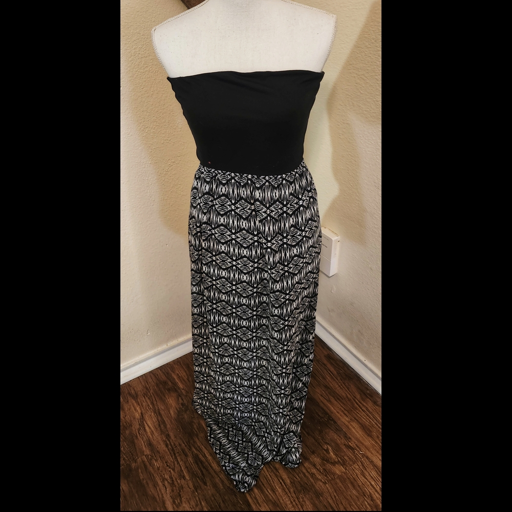 Decree Black and White Geometric Print Women's Strapless Dress Size Large